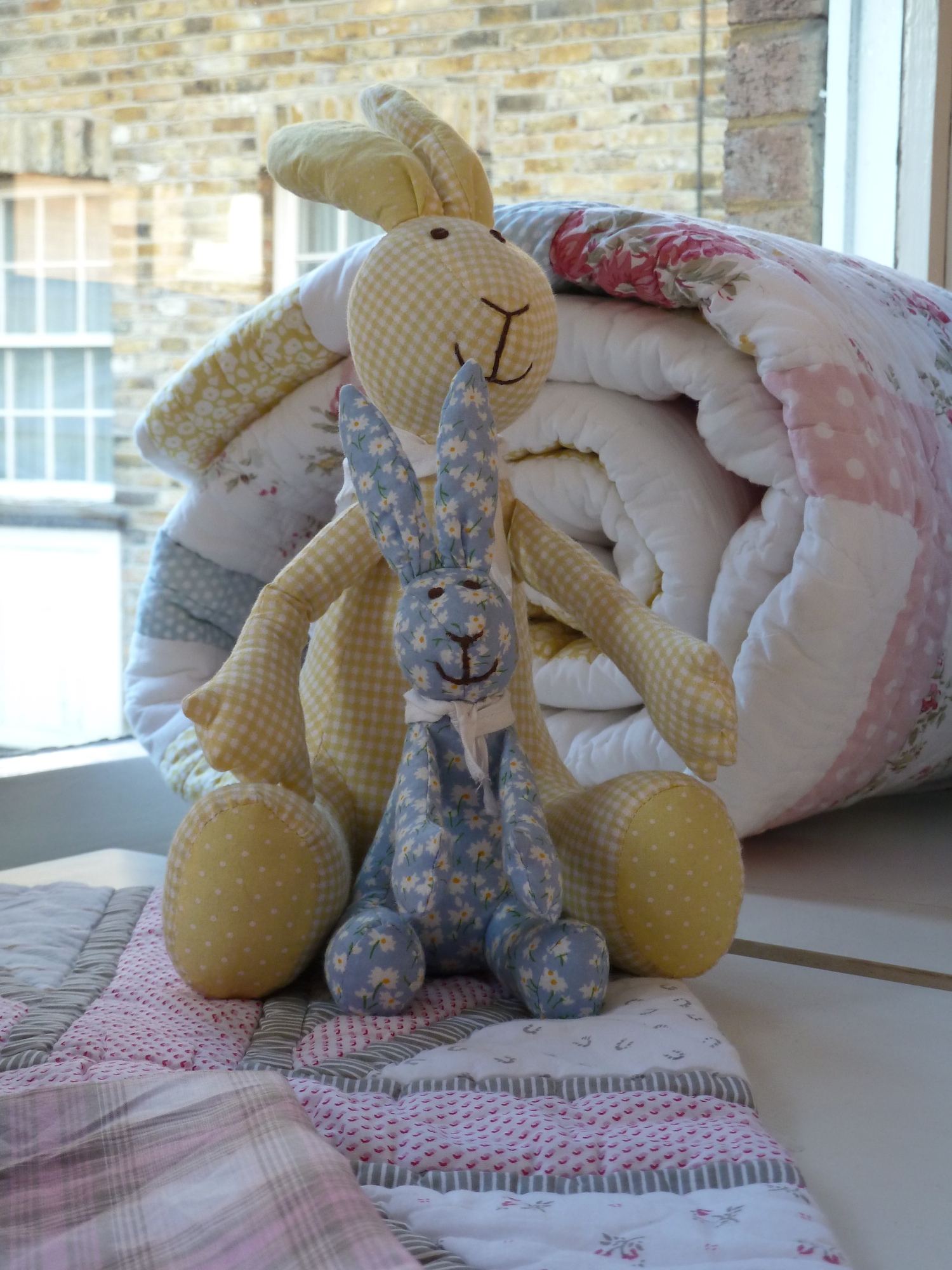 toys and patchwork quilts