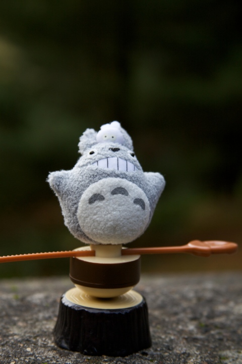 One of our gift shop buys, a soft spinning Totoro from the Ghibli museum Tokyo