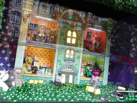 The Felt Mistress monster house in Selfridges Christmas windows 2010