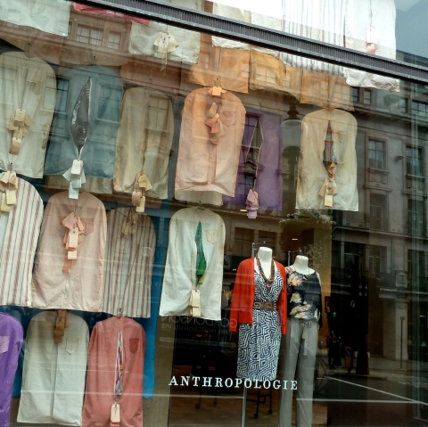 Anthropologie spring windows 2011 with vintage look garment bags