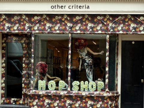 Floral head display at Other Criteria, New Bond St, London W1, May 2011