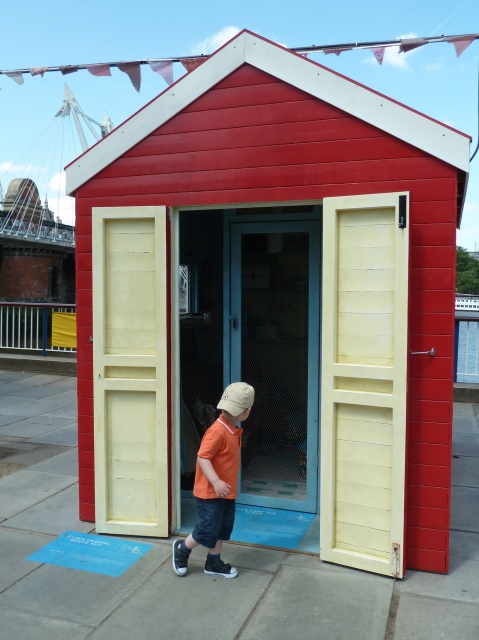 Artists have filled some of the interiors of the beach huts on The Southbank