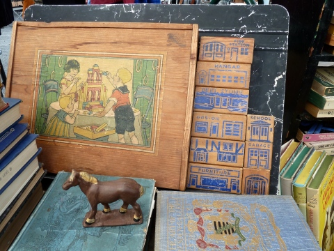 Vintage block toys at Brooklyn Flea market